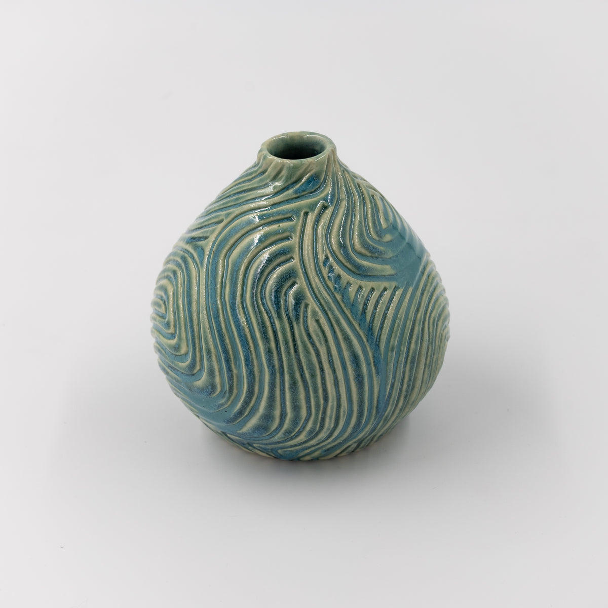 Whorl Print Teal Vase
