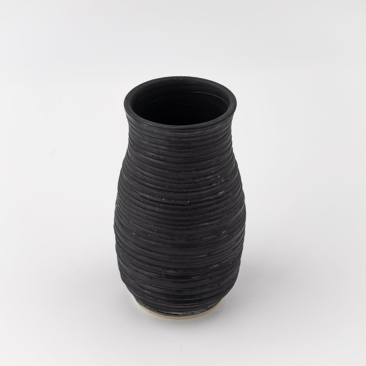 Black Ribbed Vase