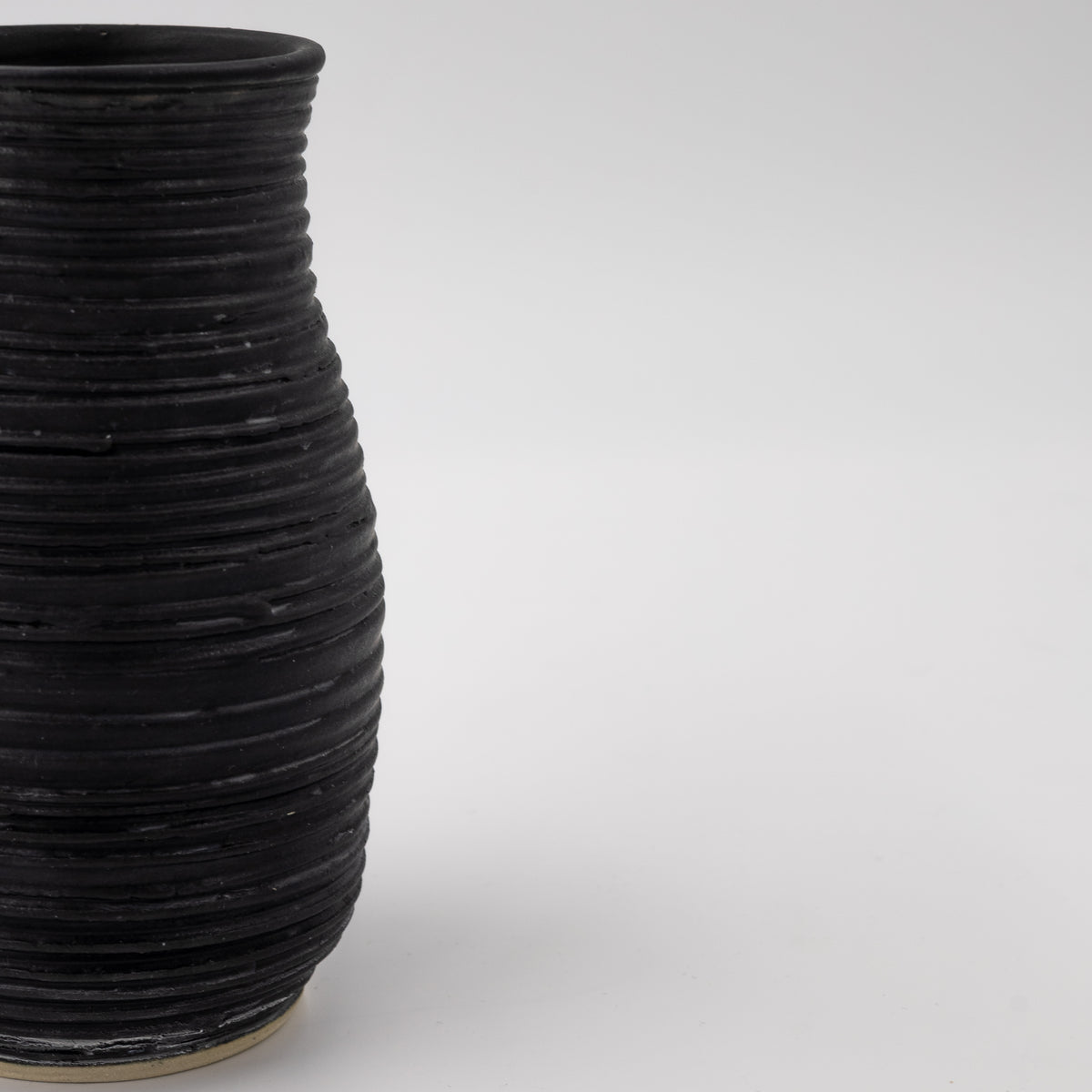 Black Ribbed Vase