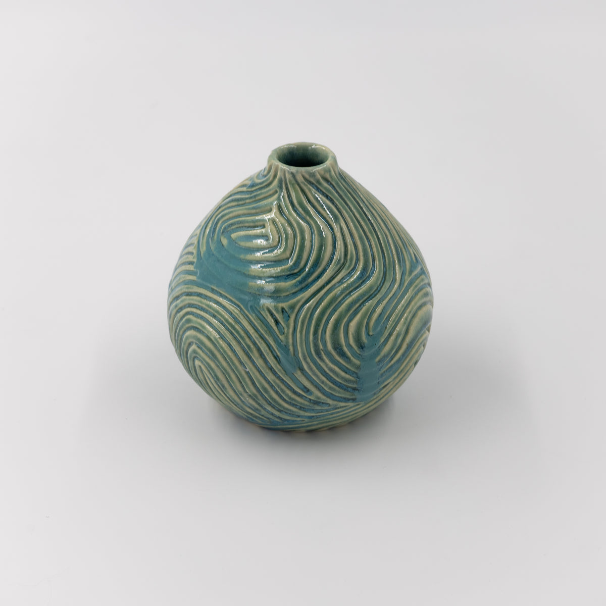 Whorl Print Teal Vase