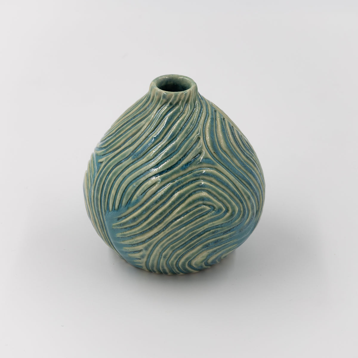 Whorl Print Teal Vase